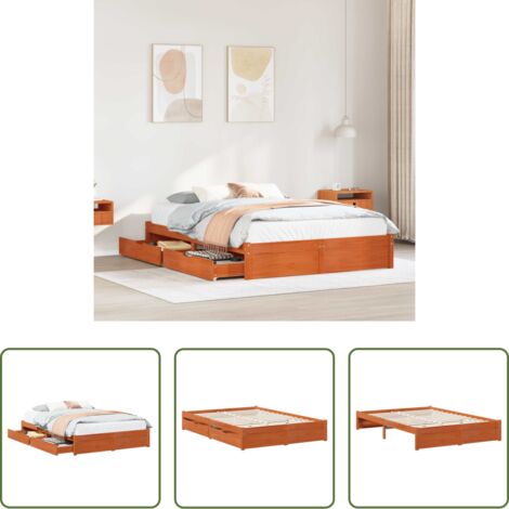 vidaXL Letto con cassetti -  Struttura del letto con cassetto Marrone cerato 160 x 200 cm