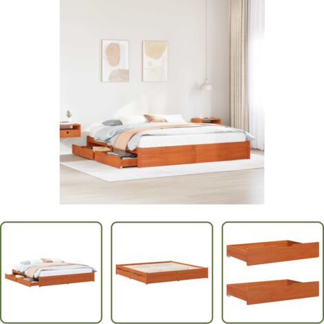vidaXL Letto con cassetti -  Struttura del letto con cassetto Marrone cerato 180 x 200 cm