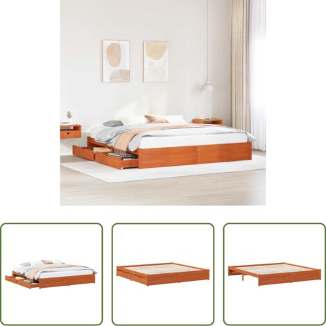vidaXL Letto con cassetti -  Struttura del letto con cassetto Marrone cerato 200 x 200 cm