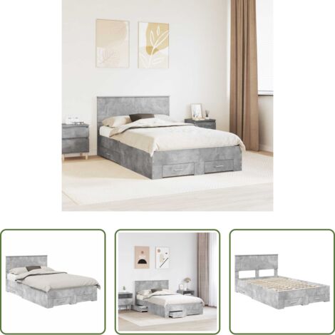 vidaXL Letto con cassetti -  Struttura del letto con testiera Grigio cemento 120 x 190 cm