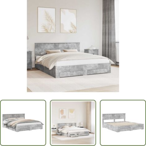 vidaXL Letto con cassetti -  Struttura del letto con testiera Grigio cemento 200 x 200 cm