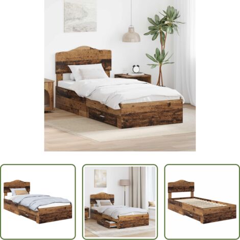 vidaXL Letto con cassetti -  Struttura del letto Legno vecchio 90 x 190 cm Legno multistrato