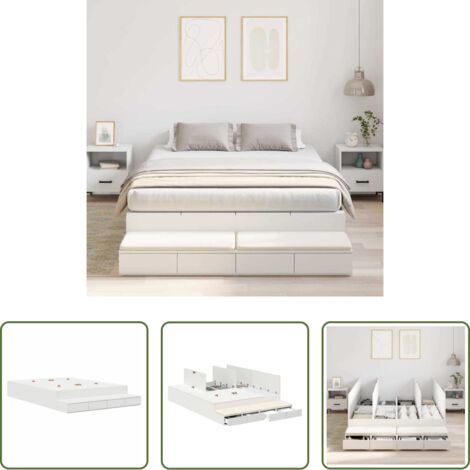 vidaXL Letto con cassetti -  Struttura letto con contenitore Bianco 140 cm Legno multistrato