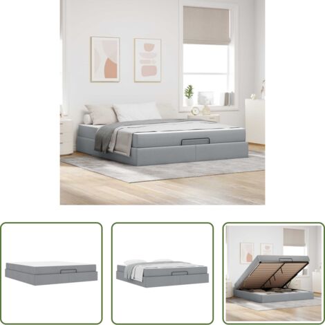 vidaXL Letto con cassetti -  Struttura letto con materasso 2 pcs Grigio chiaro Tessuto