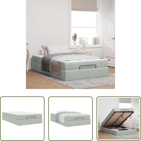 vidaXL Letto con cassetti -  Struttura letto con materasso 2 pcs Grigio chiaro Velluto