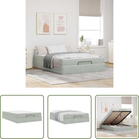 vidaXL Letto con cassetti -  Struttura letto con materasso 2 pcs Grigio chiaro Velluto