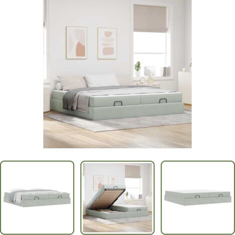 vidaXL Letto con cassetti -  Struttura letto con materasso 2 pcs Grigio chiaro Velluto
