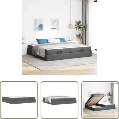 vidaXL Letto con cassetti -  Struttura letto con materasso 2 pcs Grigio Sfumato Tessuto