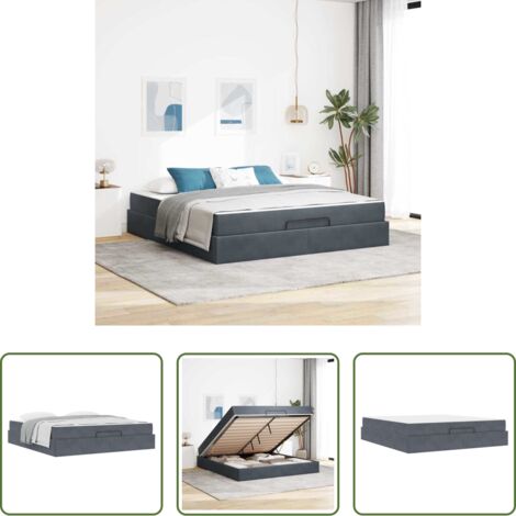 vidaXL Letto con cassetti -  Struttura letto con materasso 2 pcs Grigio Sfumato Velluto