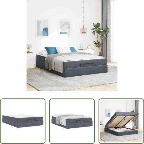 vidaXL Letto con cassetti -  Struttura letto con materasso 2 pcs Grigio Sfumato Velluto