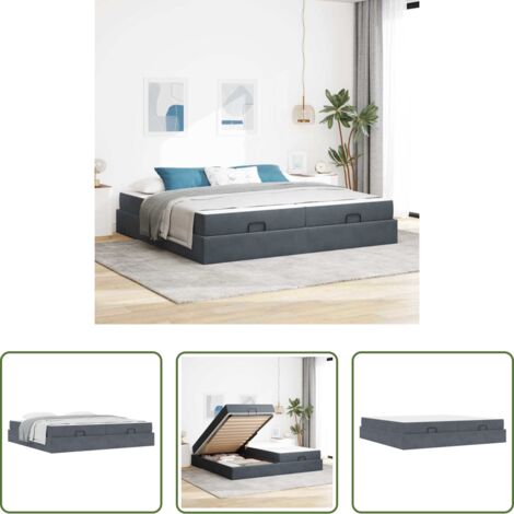 vidaXL Letto con cassetti -  Struttura letto con materasso 2 pcs Grigio Sfumato Velluto