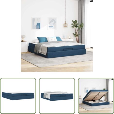 vidaXL Letto con cassetti -  Struttura letto con materasso con materasso 2 pcs Blu Tessuto