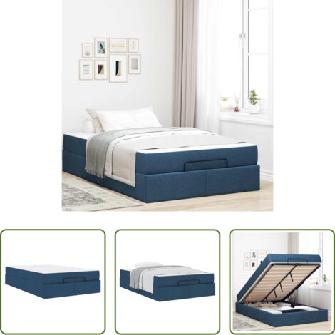 vidaXL Letto con cassetti -  Struttura letto con materasso con materasso 2 pcs Blu Tessuto