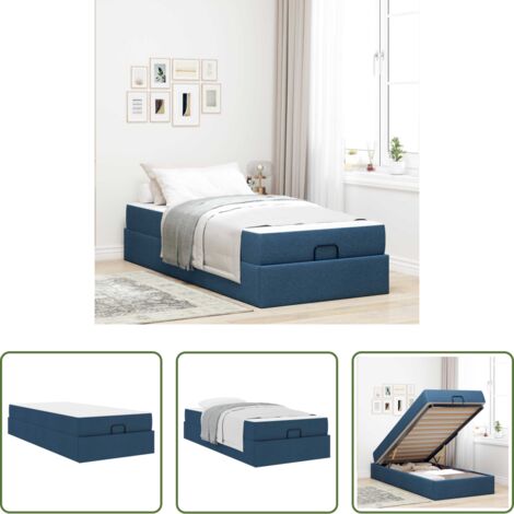 vidaXL Letto con cassetti -  Struttura letto con materasso con materasso 2 pcs Blu Tessuto