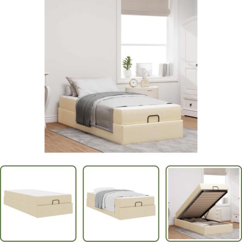 vidaXL Letto con cassetti -  Struttura letto con materasso con materasso 2 pcs Crema Tessuto