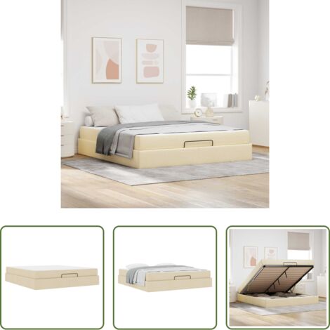 vidaXL Letto con cassetti -  Struttura letto con materasso con materasso 2 pcs Crema Tessuto