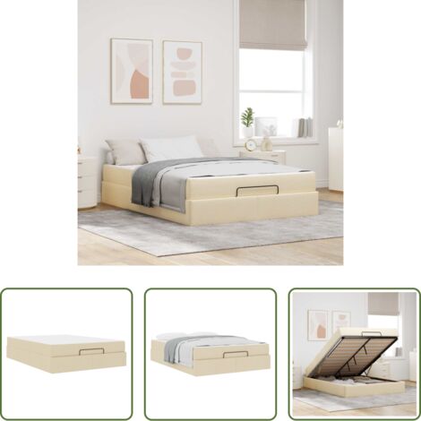 vidaXL Letto con cassetti -  Struttura letto con materasso con materasso 2 pcs Crema Tessuto