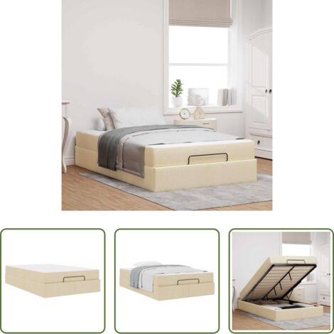 vidaXL Letto con cassetti -  Struttura letto con materasso con materasso 2 pcs Crema Tessuto
