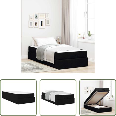 vidaXL Letto con cassetti -  Struttura letto con materasso con materasso 2 pcs Nero Tessuto