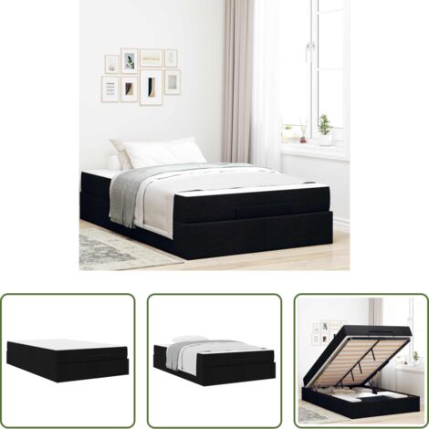 vidaXL Letto con cassetti -  Struttura letto con materasso con materasso 2 pcs Nero Tessuto
