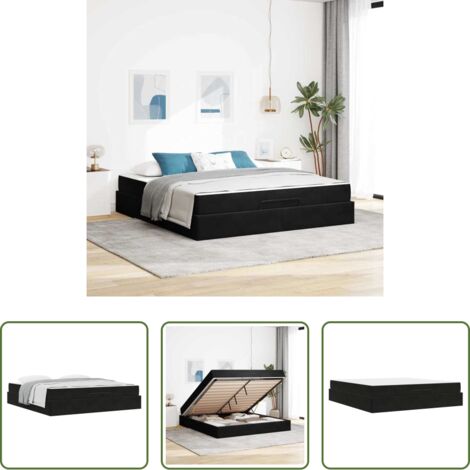 vidaXL Letto con cassetti -  Struttura letto con materasso con materasso 2 pcs Nero Velluto