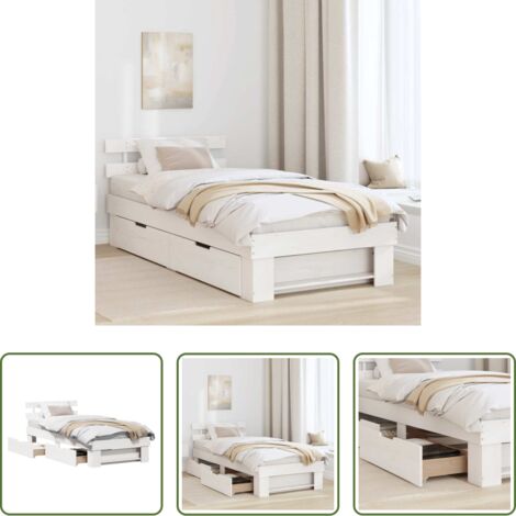 vidaXL Letto con cassetto -  Struttura del letto Bianco 80 x 200 cm Pino massello