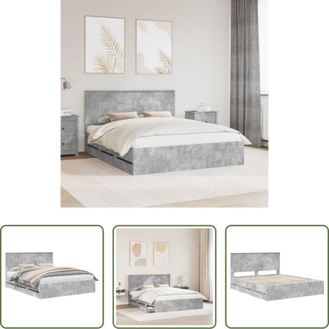 vidaXL Letto con cassetto -  Struttura del letto con testiera Grigio cemento 160 x 200 cm