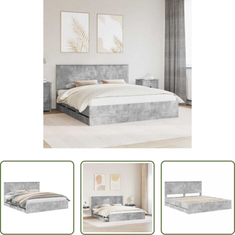 vidaXL Letto con cassetto -  Struttura del letto con testiera Grigio cemento 180 x 200 cm