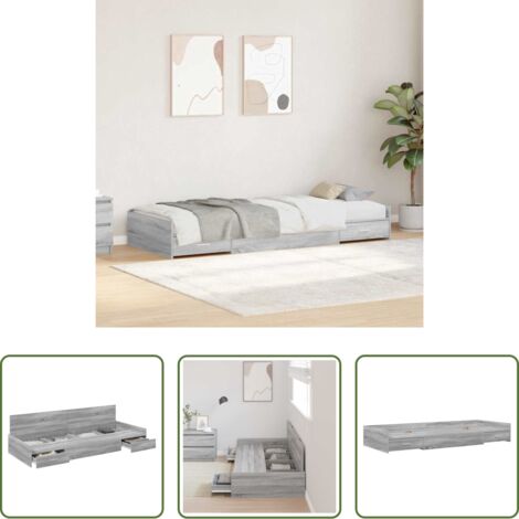 vidaXL Letto con cassetto -  Struttura del letto Grigio Sonoma 80 x 200 cm Legno multistrato