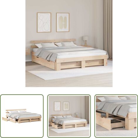 vidaXL Letto con cassetto -  Struttura del letto Marrone 200 x 200 cm Pino massello