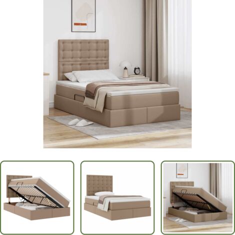 vidaXL Letto con contenitore in pelle sintetica -  Letto con Contenitore Cappuccino 120 x 200 cm Pelle Sintetica