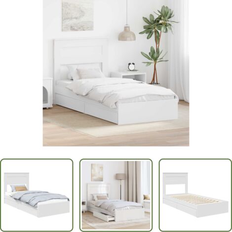 vidaXL Letto con contenitore -  Letto con Contenitore Bianco 75 x 190 cm Legno multistrato
