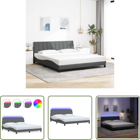 vidaXL Letto con cuscino testiera -  Giroletto senza Materasso Hanko Grigio Scuro 180x200 cm Tessuto