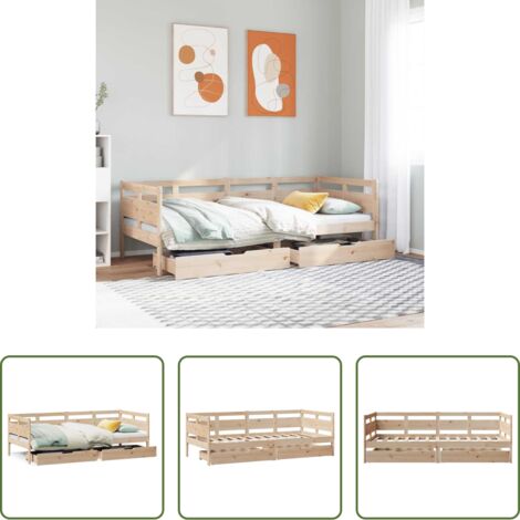 vidaXL Letto con doghe -  Dormeuse con Cassetti 90x190 cm in Legno Massello Pino