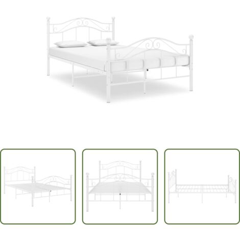 vidaXL Letto con doghe -  Giroletto Bianco in Metallo 120x200 cm