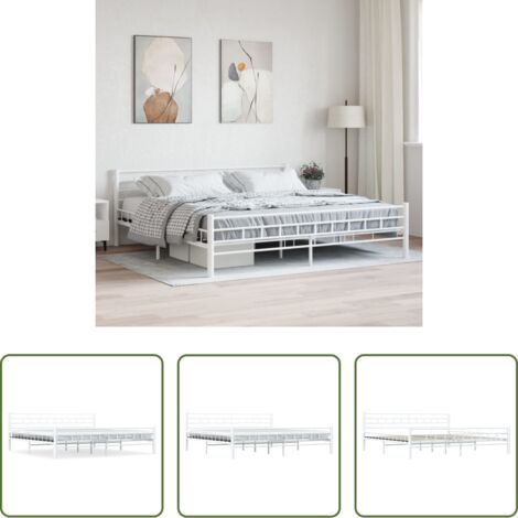 vidaXL Letto con doghe -  Giroletto Bianco in Metallo 200x200 cm