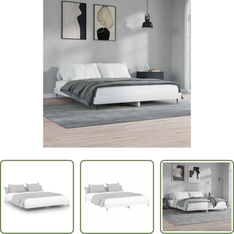 vidaXL Letto con doghe -  Giroletto Bianco Lucido 200x200 cm in Legno Multistrato