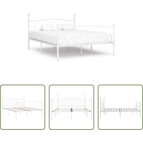 vidaXL Letto con doghe -  Giroletto con Doghe Bianco in Metallo 200x200 cm