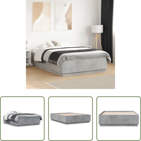 vidaXL Letto con doghe -  Giroletto Grigio Cemento 120x190 cm in Legno Multistrato