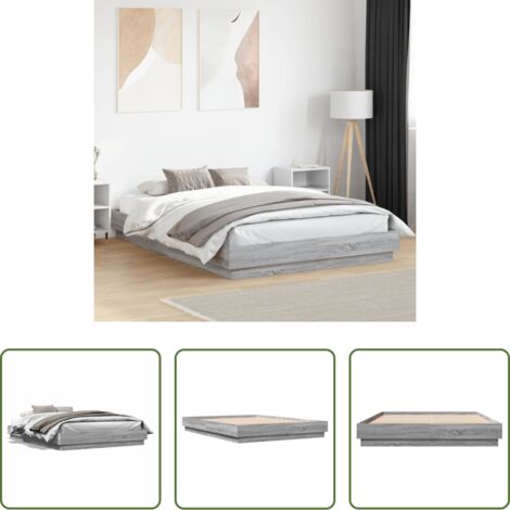 vidaXL Letto con doghe -  Giroletto Grigio Sonoma 120x200 cm in Legno Multistrato