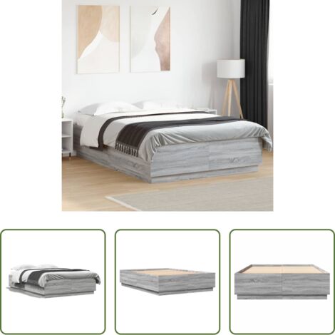 vidaXL Letto con doghe -  Giroletto Grigio Sonoma 120x200 cm in Legno Multistrato