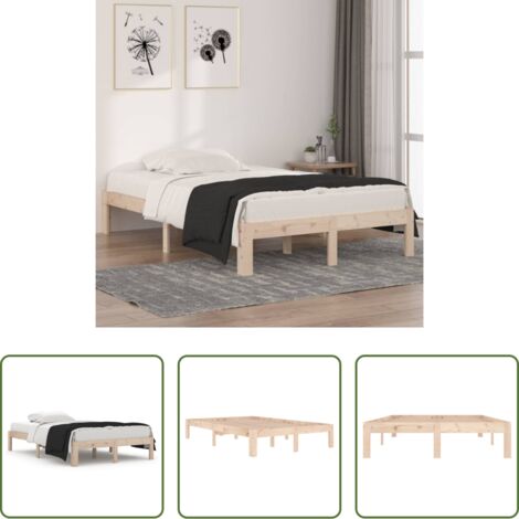 vidaXL Letto con doghe -  Giroletto in Legno Massello 120x190 cm Small Double