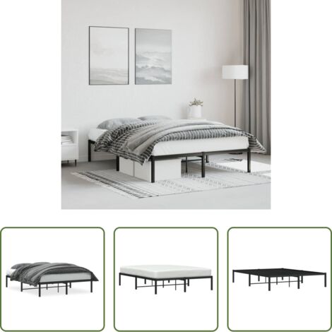vidaXL Letto con doghe -  Giroletto in Metallo Nero 140x190 cm