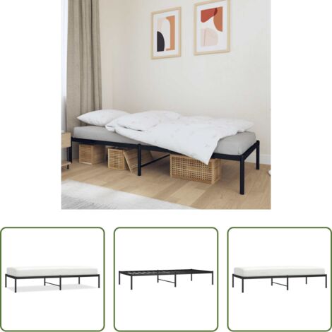 vidaXL Letto con doghe -  Giroletto in Metallo Nero 90x190 cm