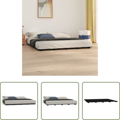 vidaXL Letto con doghe -  Giroletto Nero 200x200 cm in Legno Massello di Pino