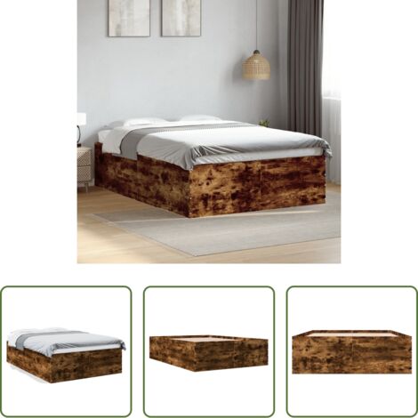 vidaXL Letto con doghe -  Giroletto Rovere Fumo 120x190 cm in Legno Multistrato