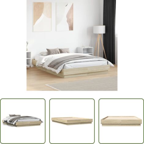 vidaXL Letto con doghe -  Giroletto Rovere Sonoma 120x190 cm in Legno Multistrato