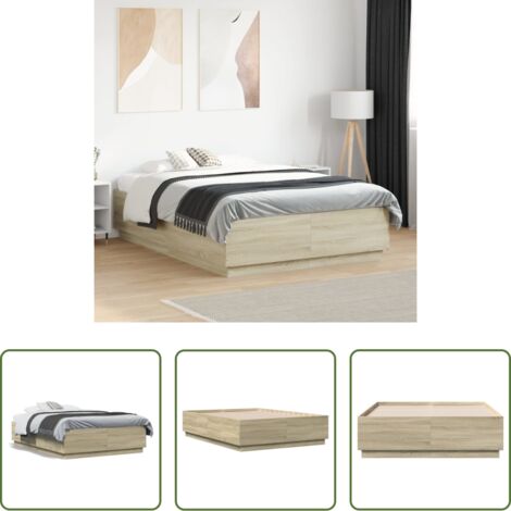 vidaXL Letto con doghe -  Giroletto Rovere Sonoma 120x190 cm in Legno Multistrato