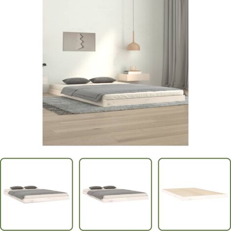 vidaXL Letto con doghe -  Giroletto senza Materasso Bianco 120x200 cm Legno Massello Pino