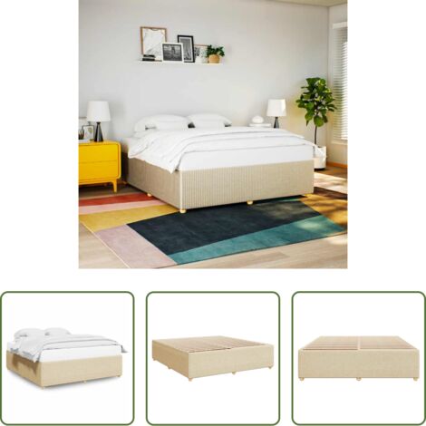 vidaXL Letto con doghe -  Giroletto senza Materasso Crema 200x200 cm in Tessuto